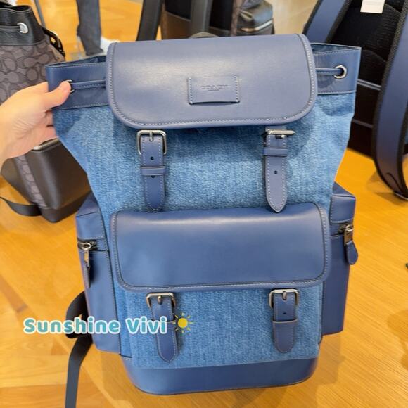 NWT Coach MEN's Sprint Backpack Signature Canvas CBI76 Denim/Deep Blue